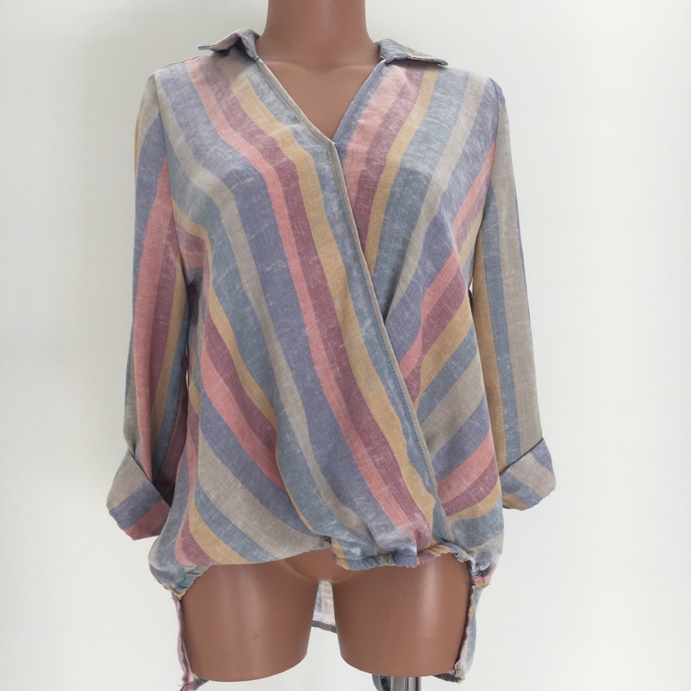 Paper Crane Multi-Colored Distressed Top